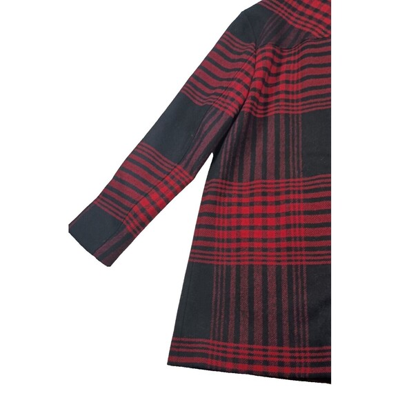 J Jill Buffalo Plaid Peacoat Wool Size Small Black & Red Winter Jacket Holiday - Picture 10 of 14